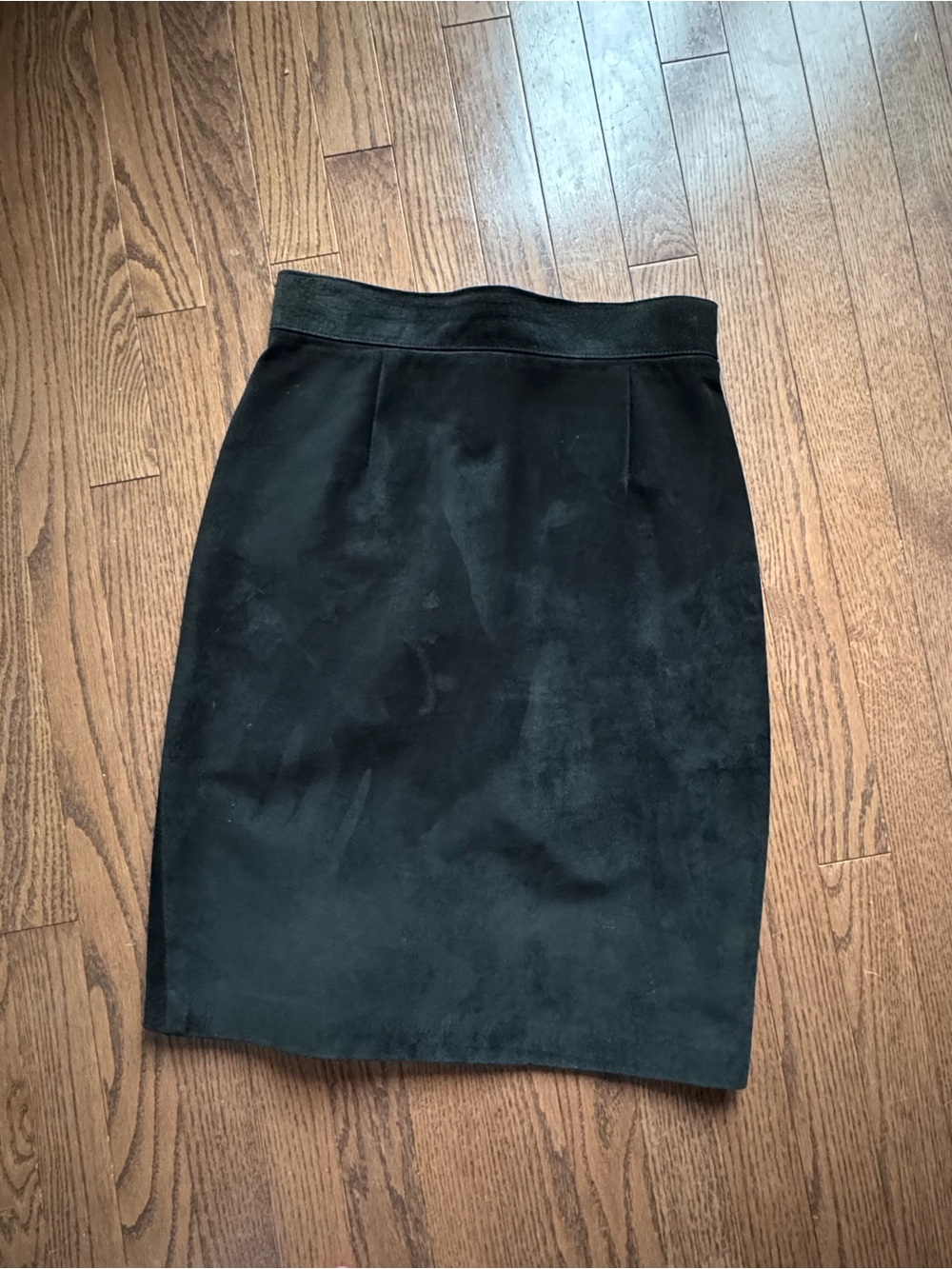 Vintage Daniel Leather Black Suede Pencil Midi Skirt
